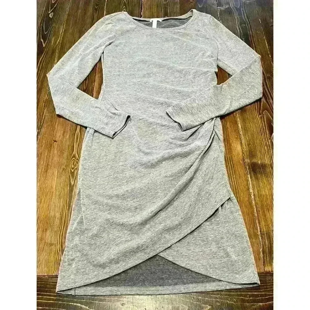Leith Long Sleeve Body Con Dress Gray Sz Medium